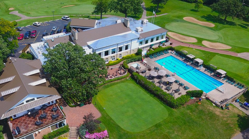 The Elgin Country Club clubhouse and pool